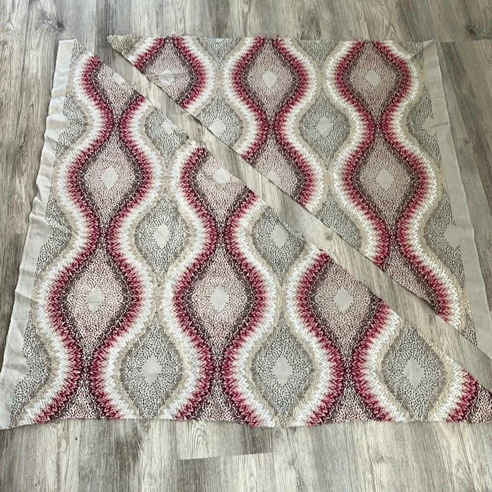 Beautiful embroidered fabric remnant quilts
